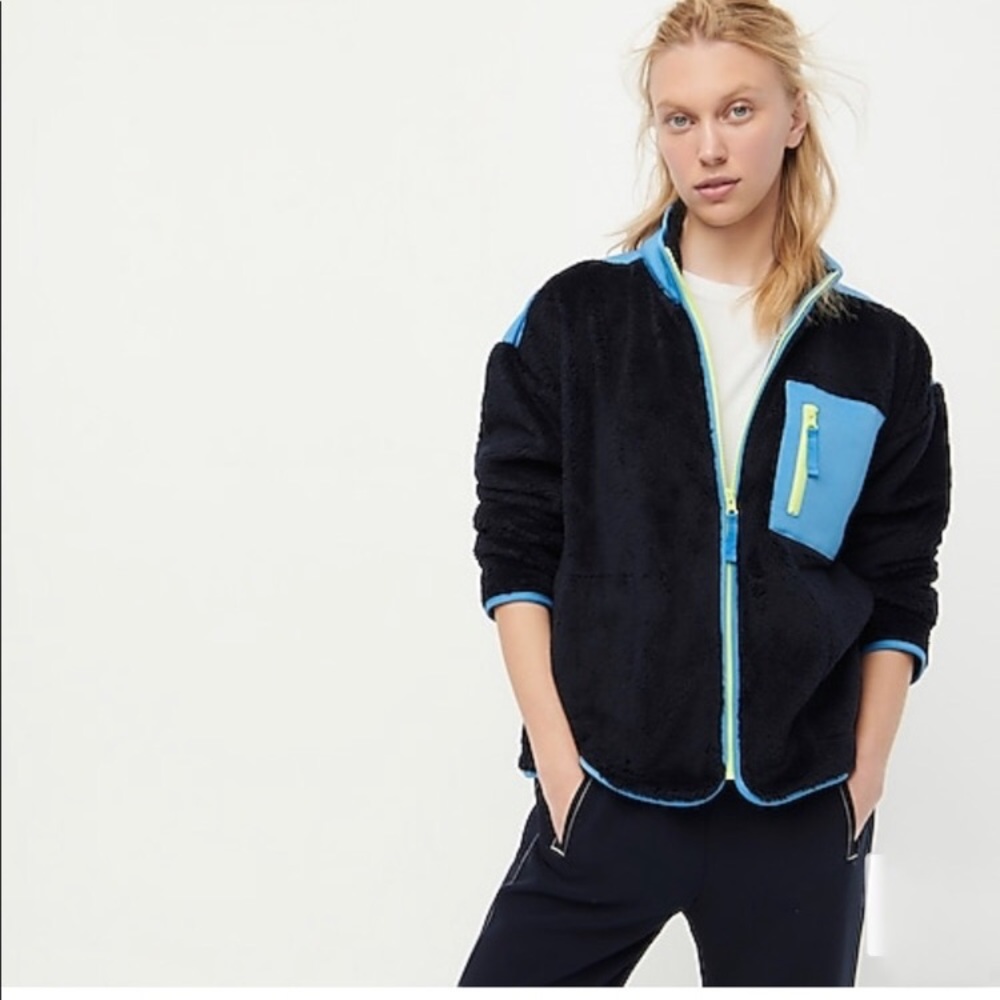 J Crew Superplush sherpa full-zip jacket